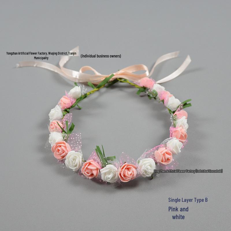 Small PE Rose Flower Headband for Bridesmaid Photography and Decoration