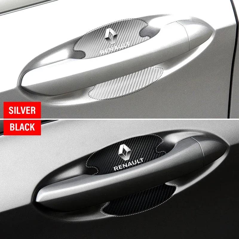 4PC Carbon Fiber Car Door Handle Protection Sticker Emblem Accessories For Renault Megane 3 2 4 CC Clio 4 Koleos Clio Laguna 2 3 Y666