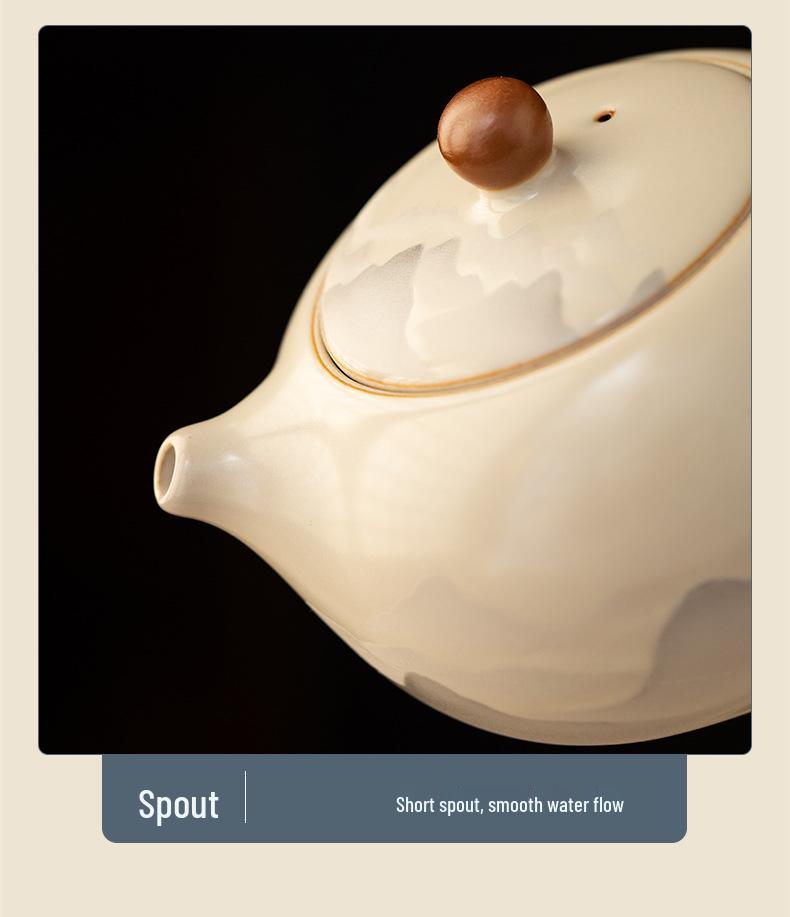 Ink Wash Beige Ru Ware Xishi Ceramic Teapot - Kung Fu Style Small Brewer for Tea