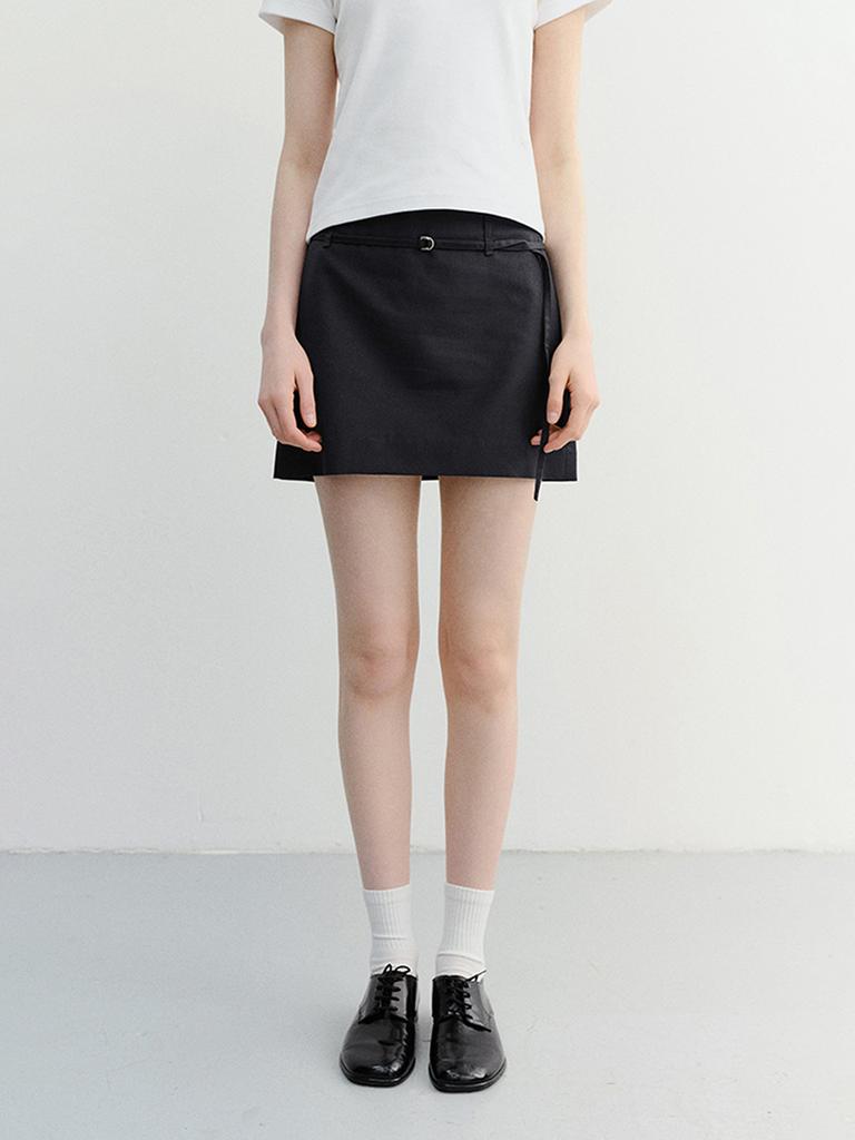 Deonseuteu Belted Mini Skirt_Udsk6B227_Deep Navy