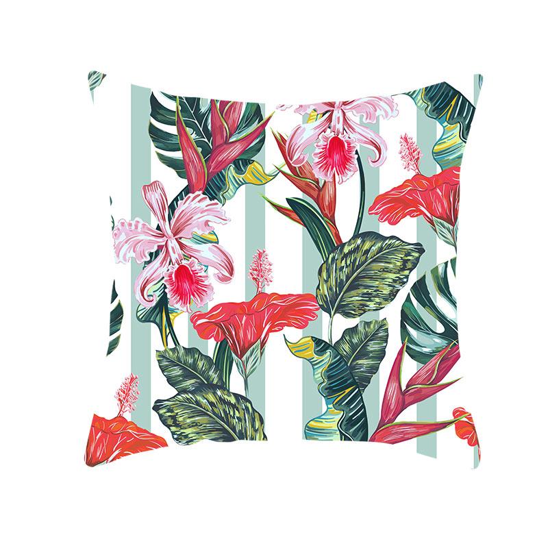 Summer Tropical Plants Decorative Pillowcase Green Leaves Throw Pillow Case Polyester Printing Pillow Cover 45X45Cm