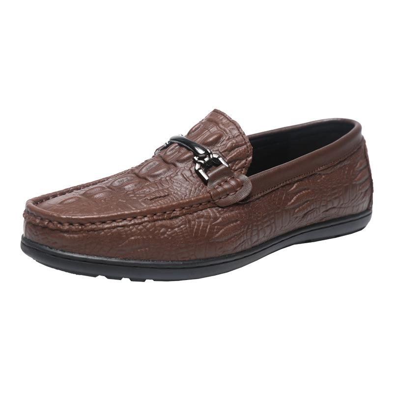 Crocodile pattern leather shoes business casual lazy shoes light pedal casual fashion men's leather shoes