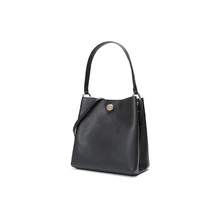 COACH Charlie Leather Bucket Bag, Shoulder Bag, Crossbody Bag, Handbag Women's Black 55200-GDBLK