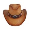 Ethnic Style Straw Knight Hat Women's Summer Outdoor Mountaineering Sun Hat Western Cowboy Style Straw Hat Men's Sun Protection Hat