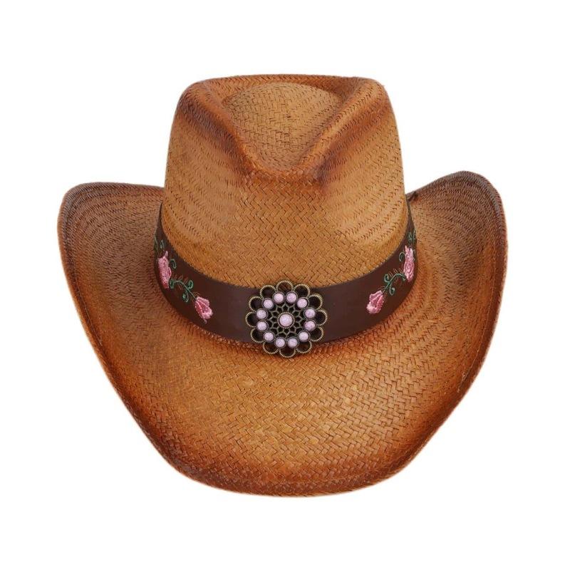Ethnic Style Straw Knight Hat Women's Summer Outdoor Mountaineering Sun Hat Western Cowboy Style Straw Hat Men's Sun Protection Hat