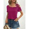 Women's Fashion Casual Summer Spring Solid Color Print Short Sleeve Oblique Collar Blouses & Shirts