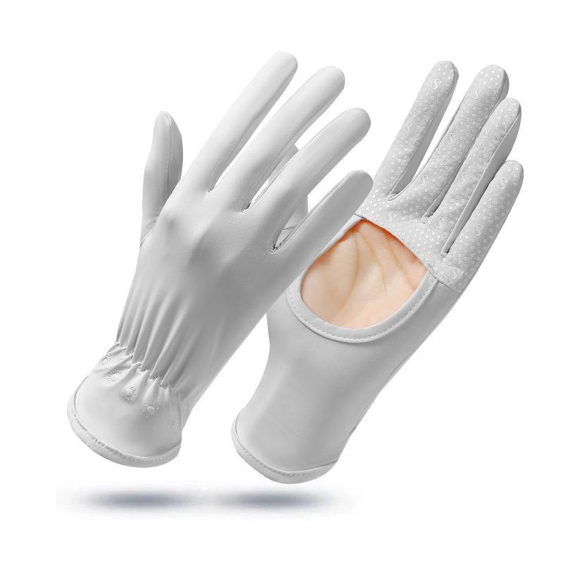 Ice silk sunscreen gloves summer thin outdoor breathable quick-drying cycling non-slip driving full-finger sunshade gloves