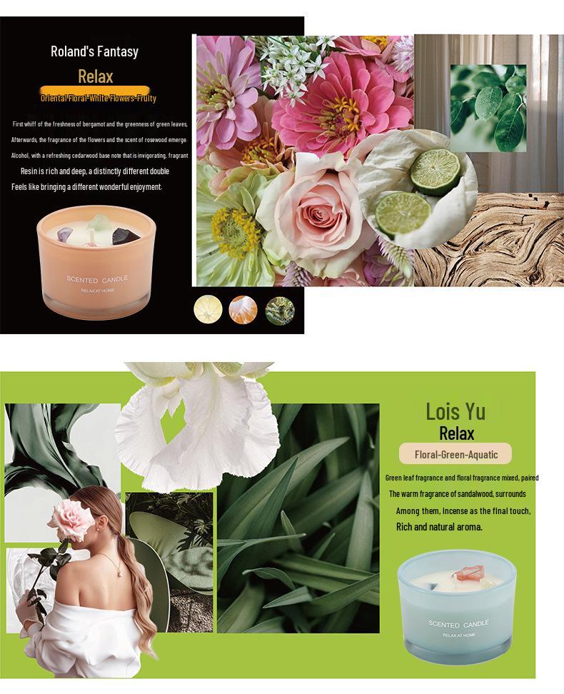 Colored Crystal Stone Aromatherapy Candles - Soy Wax Scented