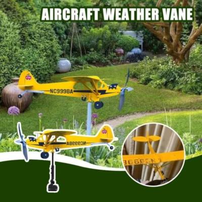 Creative 3D Pipe Airplane Weathervane Wind Direction Compass Garden Decoration Weather Vane