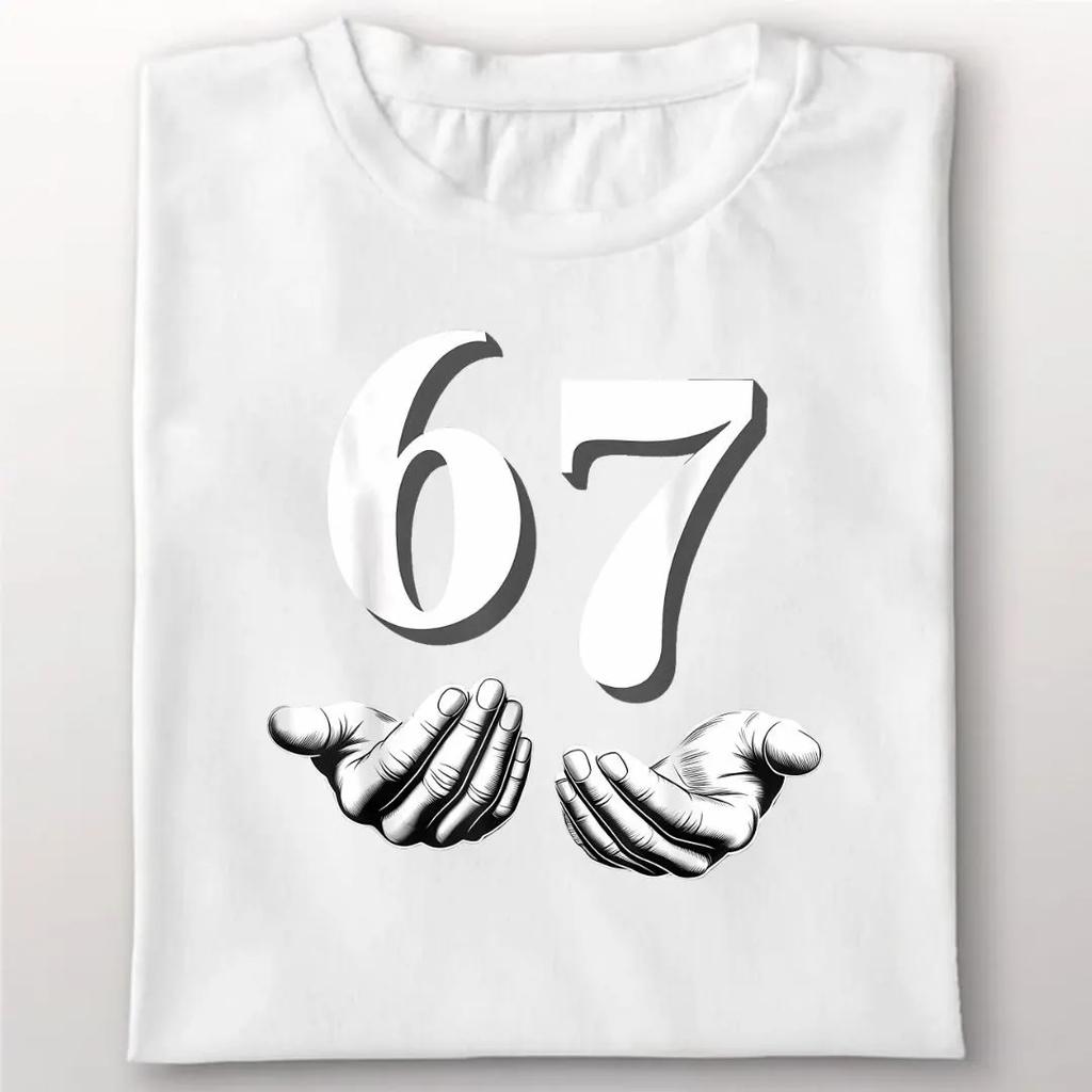 FrühlingSommer Neu Herren und Damen Bruh 67 Meme Steal A Brainrot Pixelmuster Bedrucktes Baumwoll Freizeit Kurzarm T-Shirt