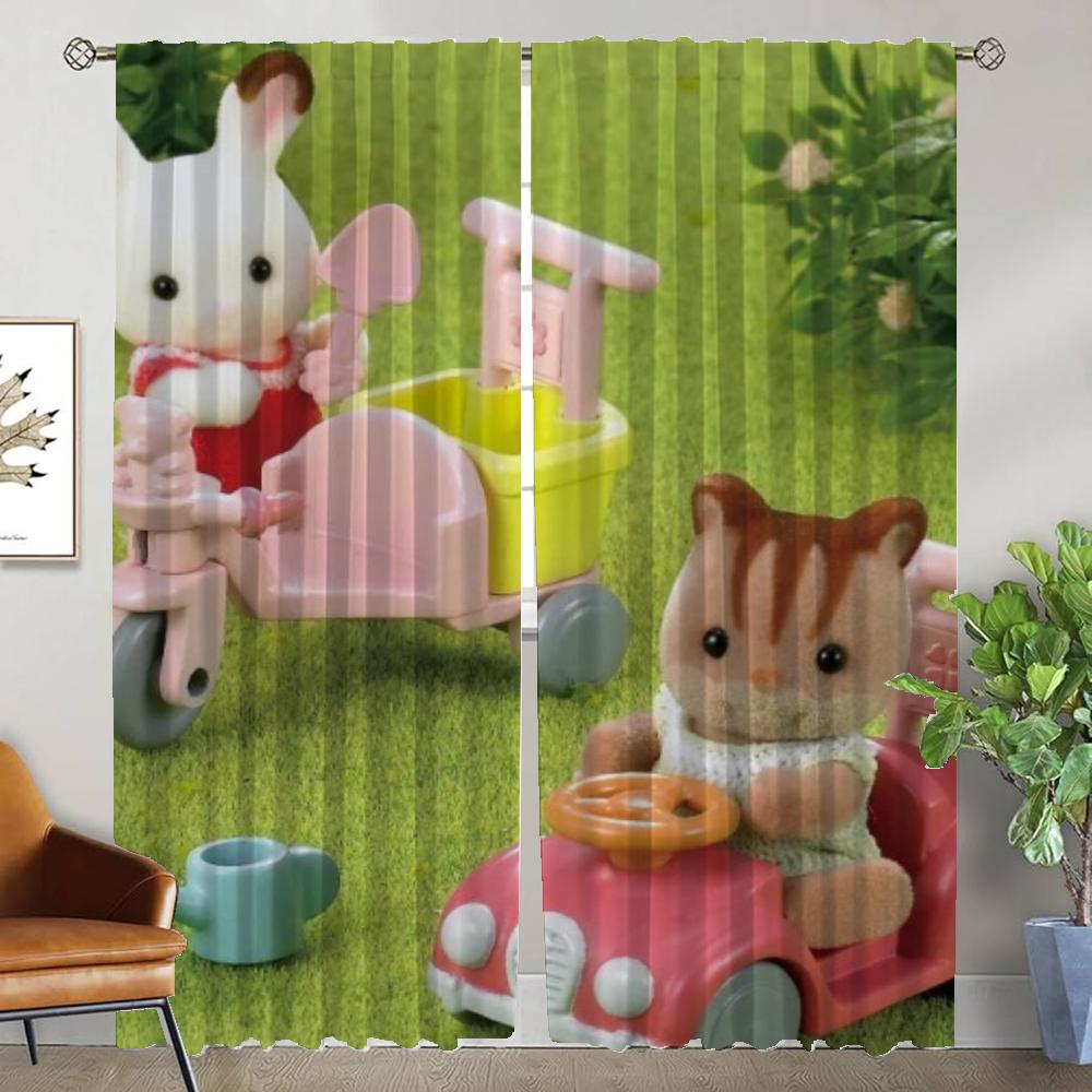 

Плотные шторы 2 шт. S-Sylvanian Families Shades Tulle для спальни Элегантные шторы для комнаты Украшение на Хэллоуин Раздел W132xH274cmx2pcs-CL