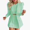 Set Moda Donna Primavera/Autunno Chic a Quadri Floreale Casual Gonna Corta Completo Due Pezzi