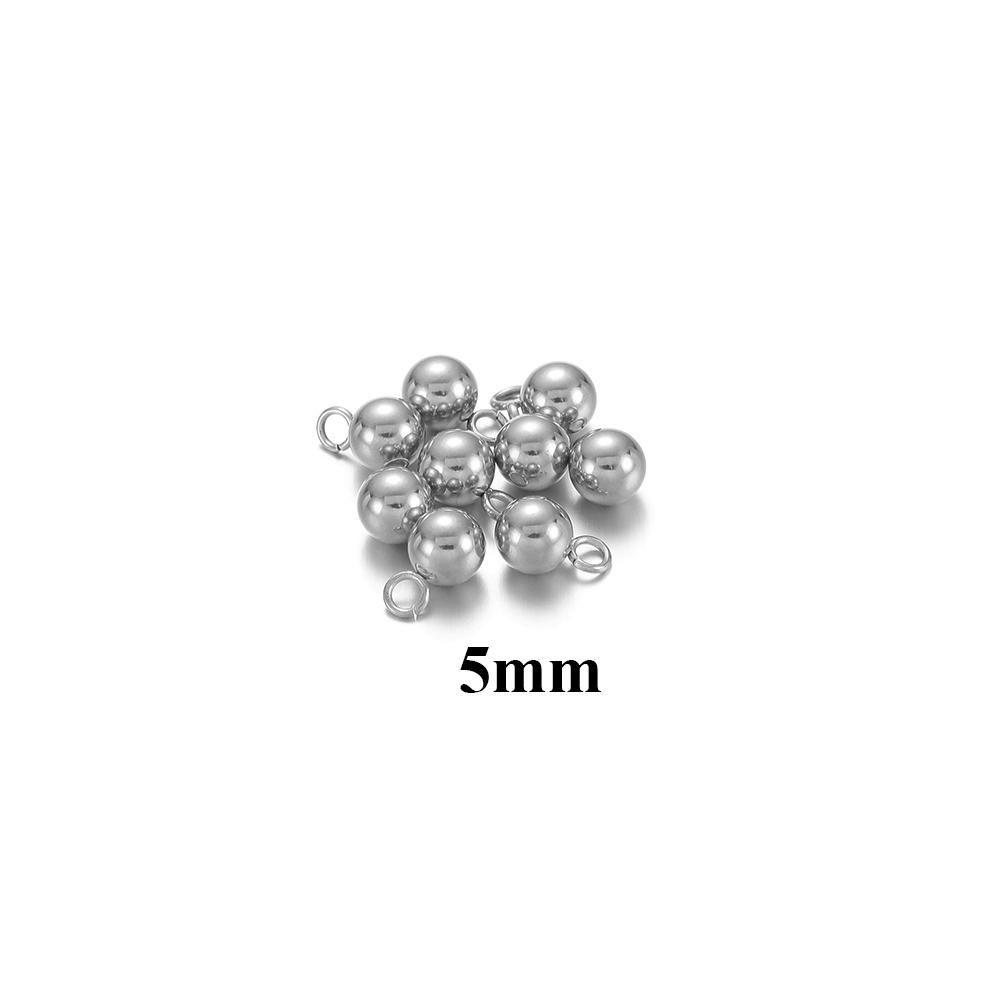 20pcs Stainless Steel Solid Ball Beads Charms Pendants Necklace Making DIY Jewelry Earrings Findings Bracelets Supplies