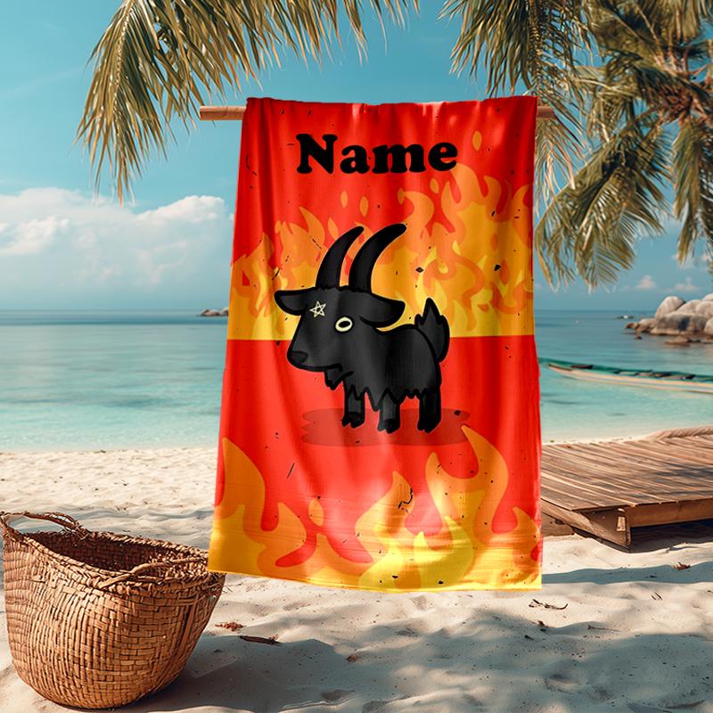 Custom Name Ultra-Soft Beach Towel with Goat Theme,Ideal for Pool - Camping, Diving - Perfect Travel Essential, Vibrant Beach Towel.