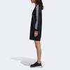 Adidas Originals Color Block Striped Letter Print Round Neck Long Sleeve Dress Women Dresses Black DH4233