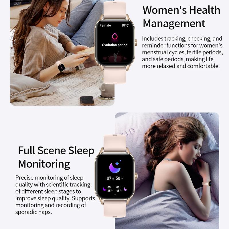 2025 Neue Mode Smartwatch Damen 1,85" HD-Bildschirm Benutzerdefiniertes Zifferblatt Gesundheitsmonitoruhr für Frauen Bluetooth-Anruf Sport-Smartwatches