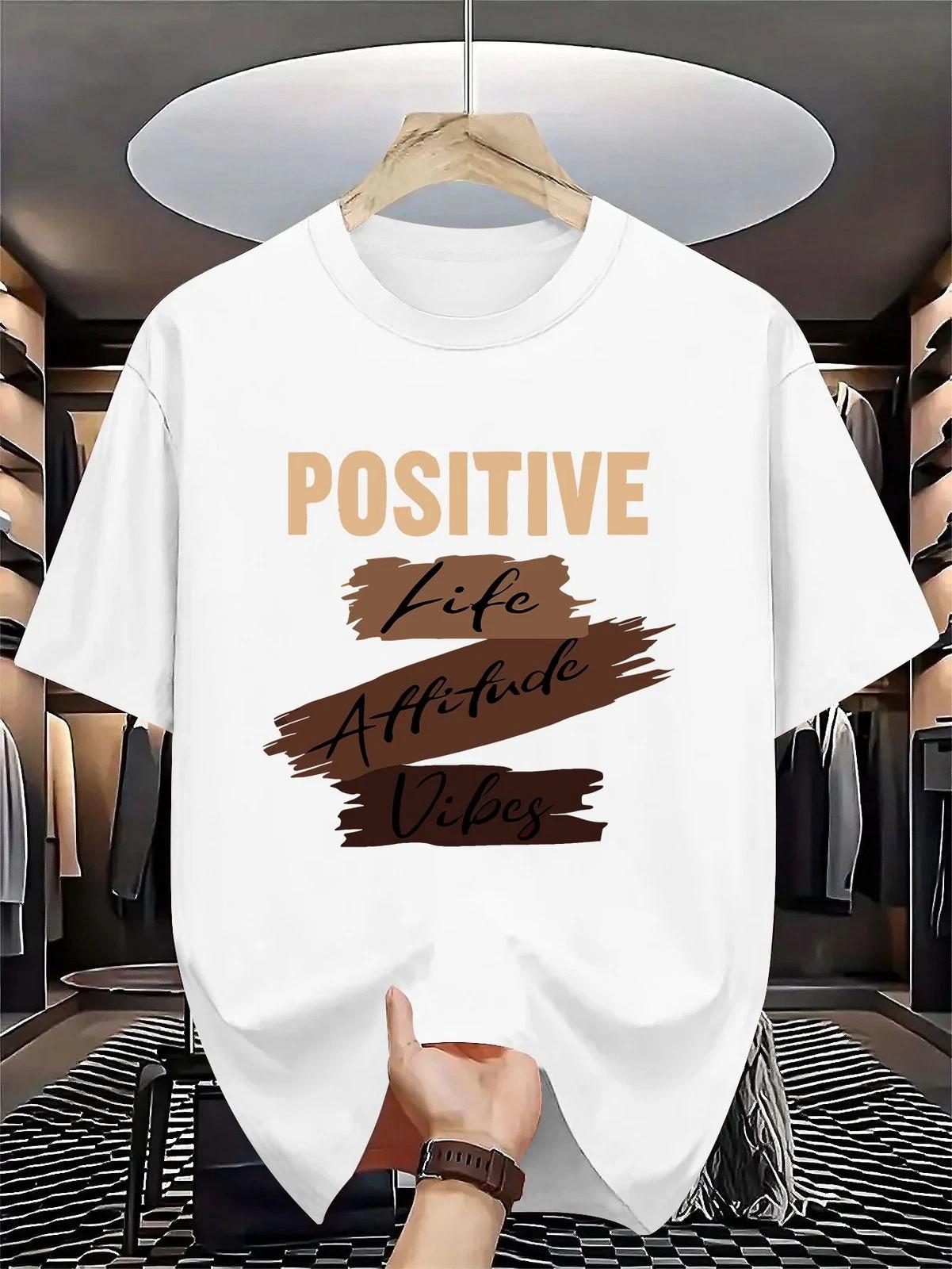 Positive Life Attitude Vibes Graphic T-Shirt Motivational Quote Tee Gift Unisex T-Shirt S