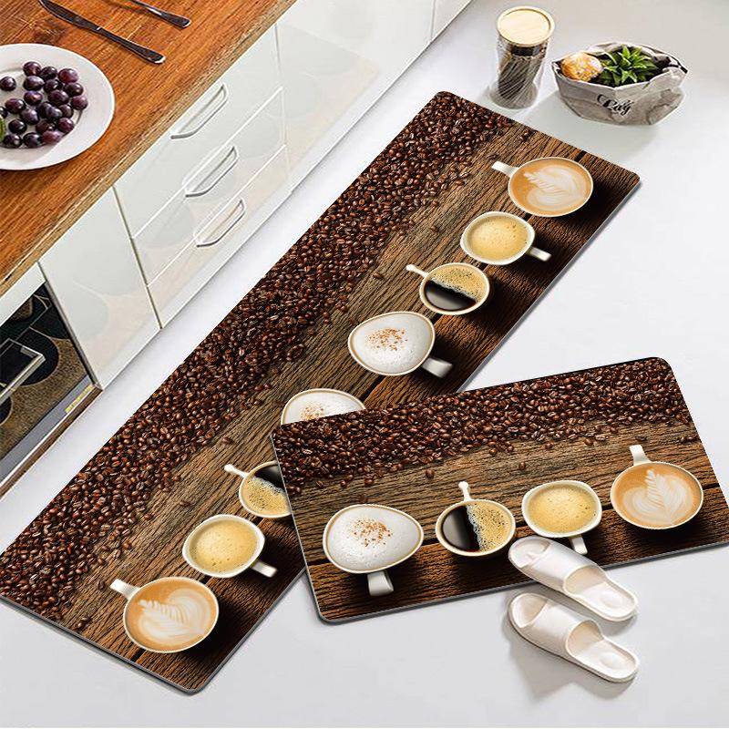 French Light Luxury Leather Floor Mat Household Kitchen Dirt-Resistant Floor Mat Can Be Scrubbed, Leave-In And Cut Pvc Floor Mat