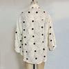Women's Polka Dot Lapel Mesh Mesh Loose Single Breasted Long Sleeve Shirt