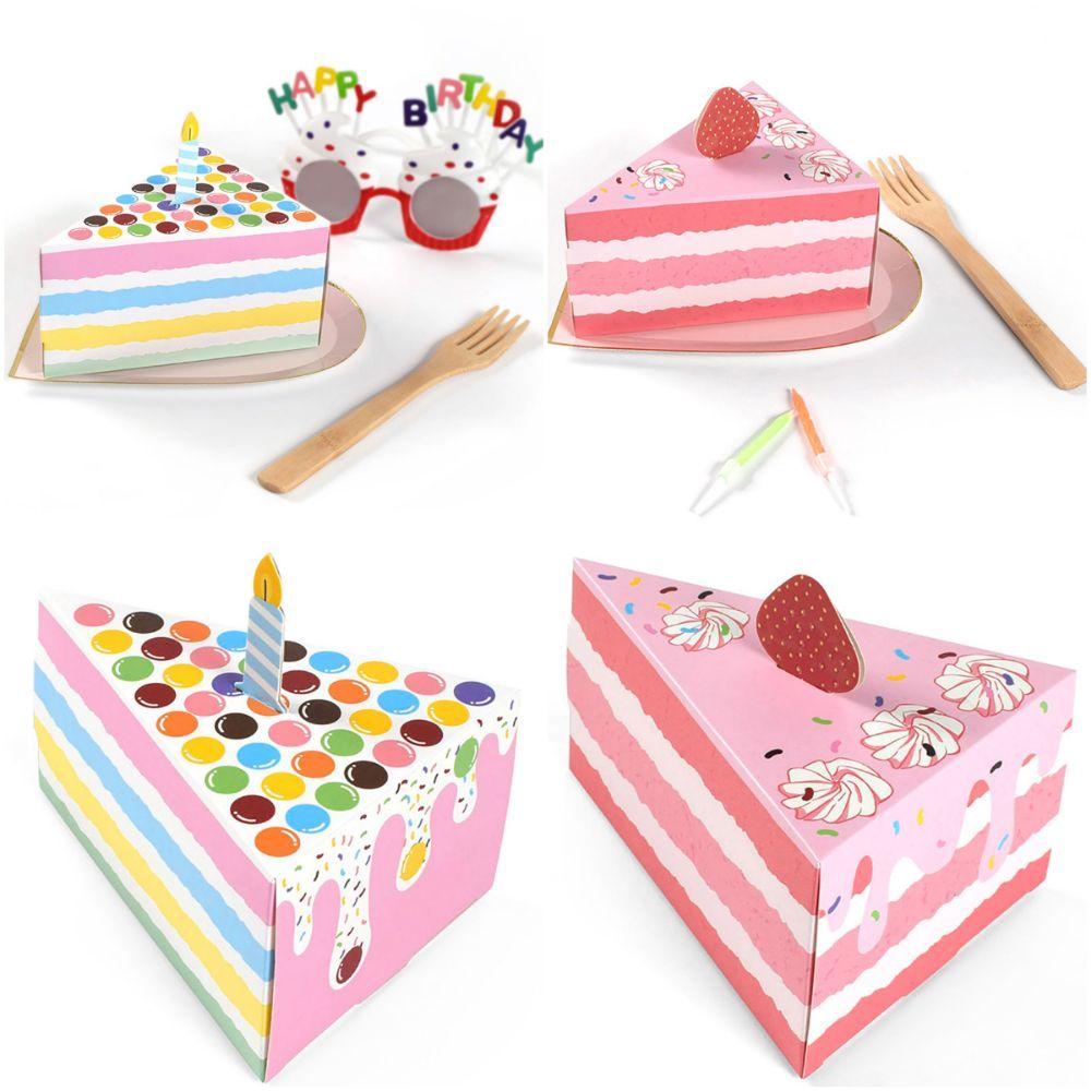 10PCS Creative Triangle Cake Gift Boxes Multicolor Cartoon Dots Strawberry Packing Box Paper Wrapping Box Children's Day