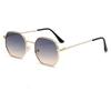 Fashion Double Bridges Polygon Sunglasses Women Men Outdoor Driving Shades UV400 Gradient Lens Metal Small Sun Glasses Unisex