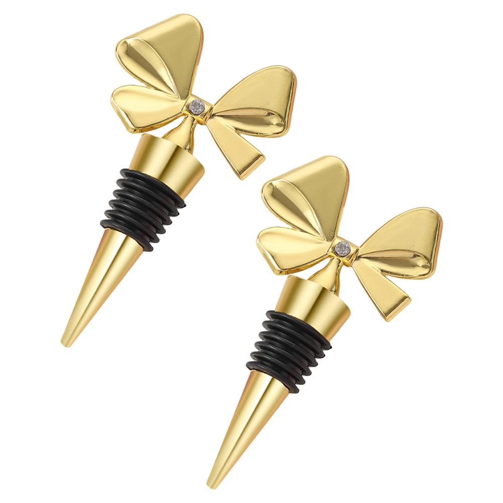

Charming Bow Wine Stoppers Sturdy and Decorative Seal for Wine For Bottles Perfect Addition to Festive Occasions золотой
