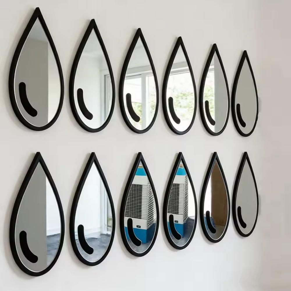 3/6PCS Self-Adhesive Acrylic Mirror Wall Stickers Wall Mount Waterproof Teardrop-Shaped Mirror Minimalist Frame Wall Decals