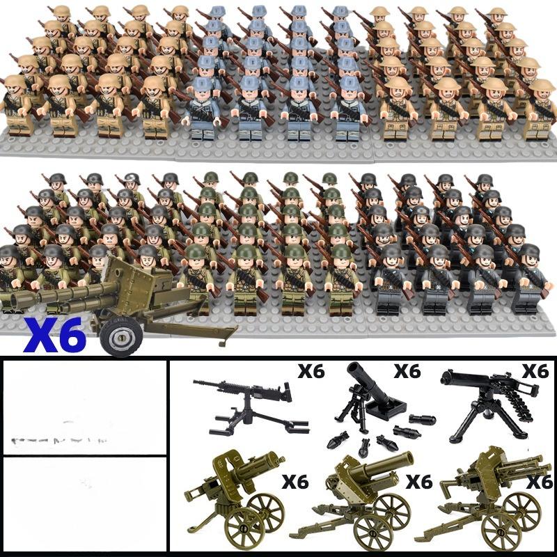 120 Piezas Bloques de Construcción Segunda Guerra Mundial Cuerpo Armada Mini Muñeco Humanoide Regalo de Cumpleaños Juguete Personaje de Dibujos Animados Rompecabezas Bloques de Construcción Ensamblados