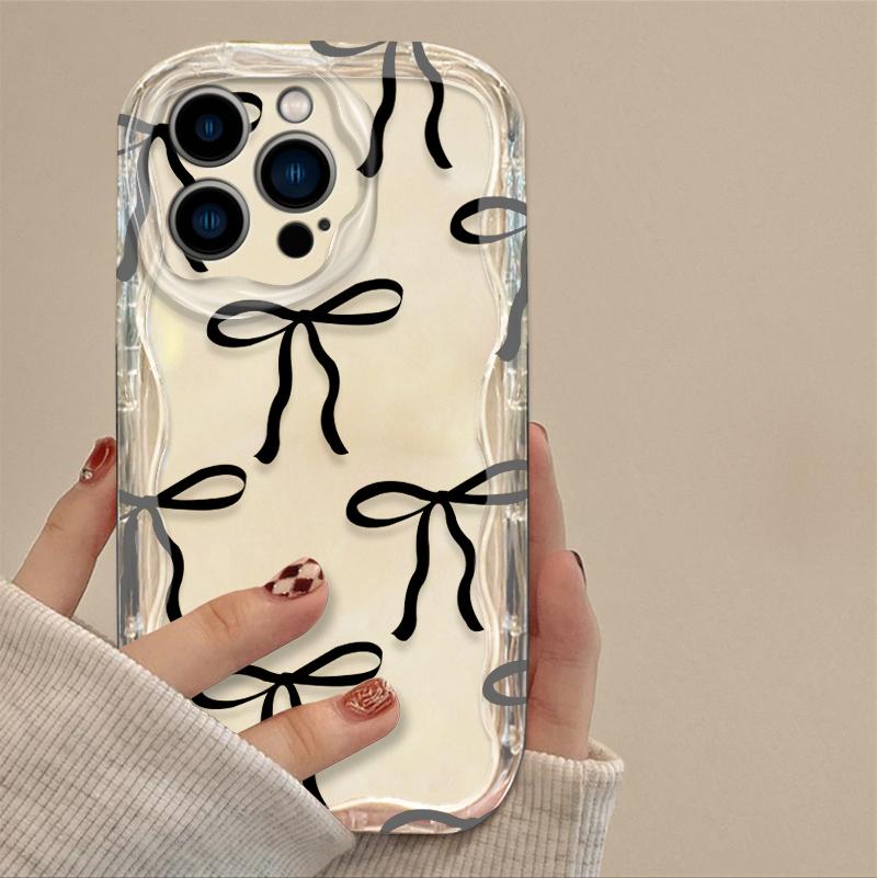 Pink Bowknot Fashion Color Phone Case for iPhone 17 16 15 14 Plus 13 12 11 Pro Max XS X XR 17 Air 16E Soft Silicone Cases Cover