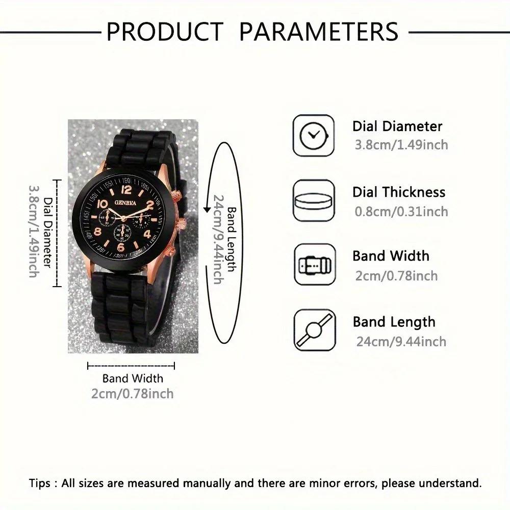 2pcs-Women's Watches Casual Silicone Band Analog Quartz Watch Heart Pearls Jewelry Set(Without Box)