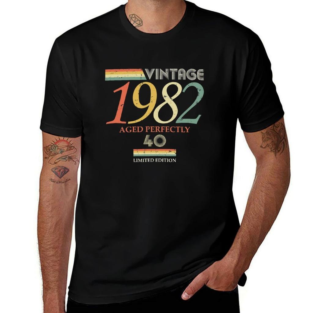 Vintage 1982 40th Birthday Aged Perfectly Gift Tshirt T Shirt For Unisex 100 Percent Cotton Tshirt