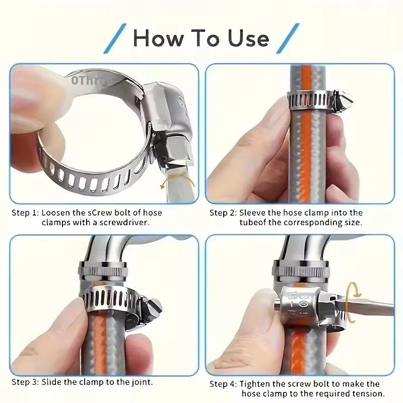 50Pcs Stainless Steel Hose Clamp Kit 1/4" To 1-1/8" T-Bolt Car Fuel Tube Pipe Clamp Worm Gear Plier Tools Water Pipe Accessories