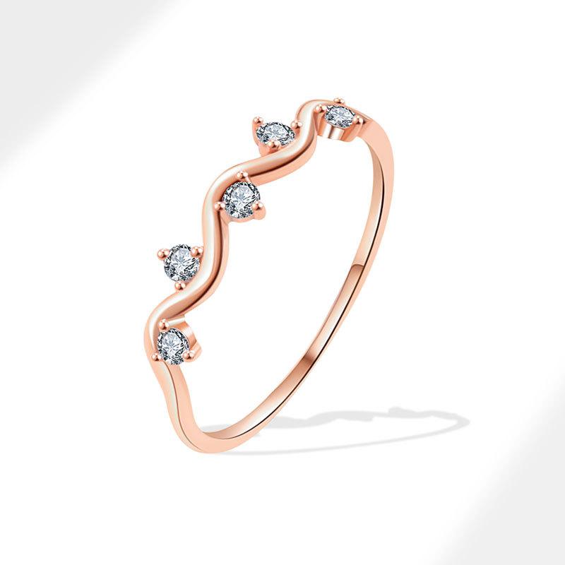 

New wavy small ring, simple and fashionable tail ring, little finger zircon ring. no. 10 рожевий колір золота