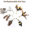 Cat ect Feather Toys Replacement Cat Toy Wand Refills, 6 Pieces Natural ect Cat Toy Feathers Refill, Interactive Cat Teaser Wand Attachments, with