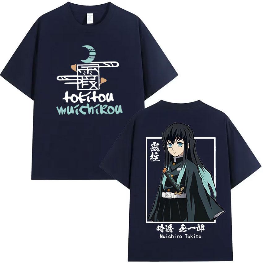 Anime Muichiro Tokito Vintage Graphic Tee Shirt Mens Women Clothing Fashion Oversized T-Shirts Gothic High Street Cotton T-Shirt