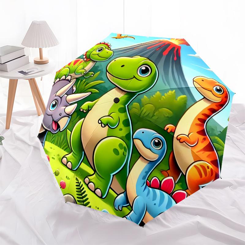 1pc Dinosaur Adventure Scene Umbrella with Plastic Handle,Suitable for All Seasons Home Travel Outdoor UmbrellaDD1564