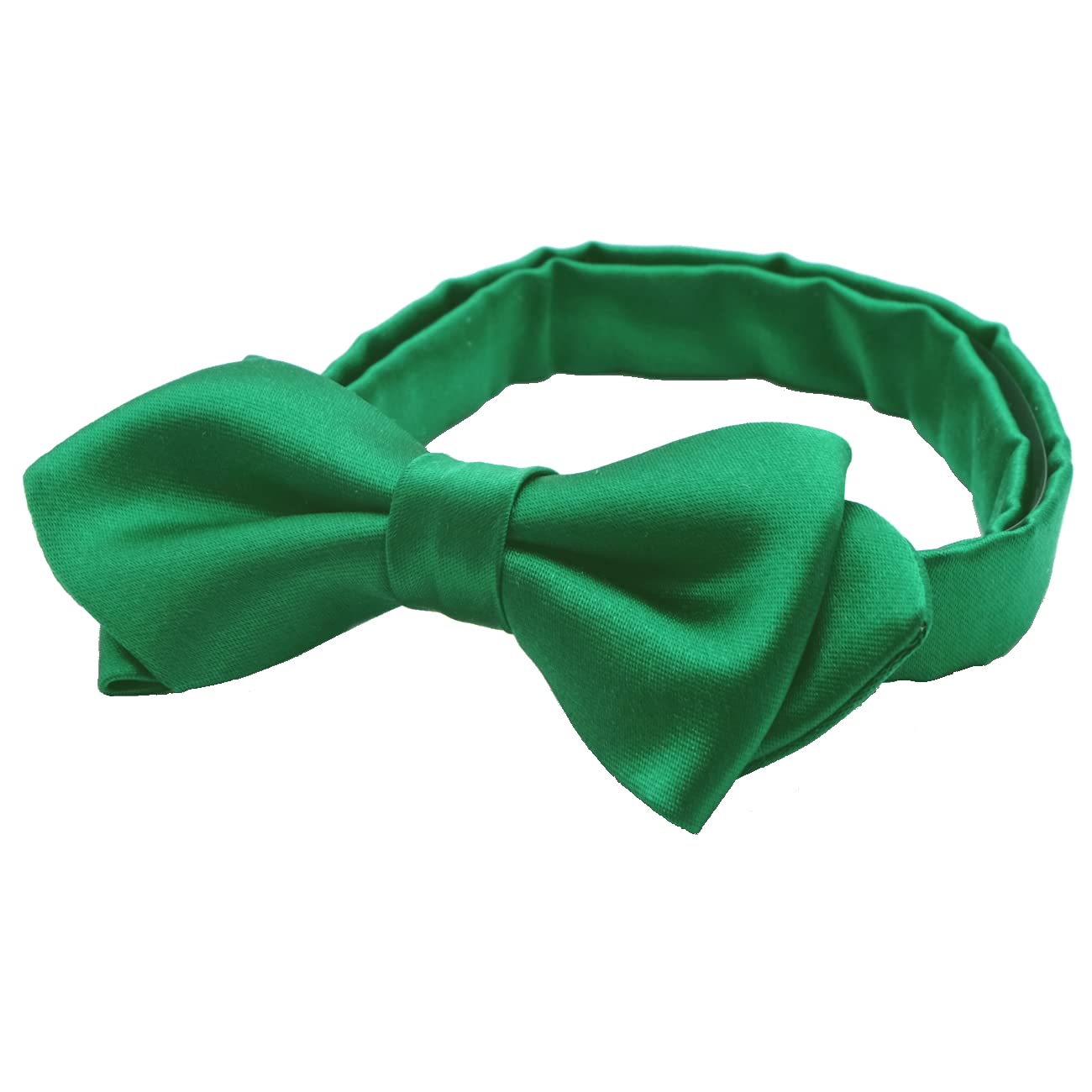 [D+Arts] Beautiful Green Bow Tie, Plain, Satin Silk, Made in Japan, Simple Fastener (Malachite Green)