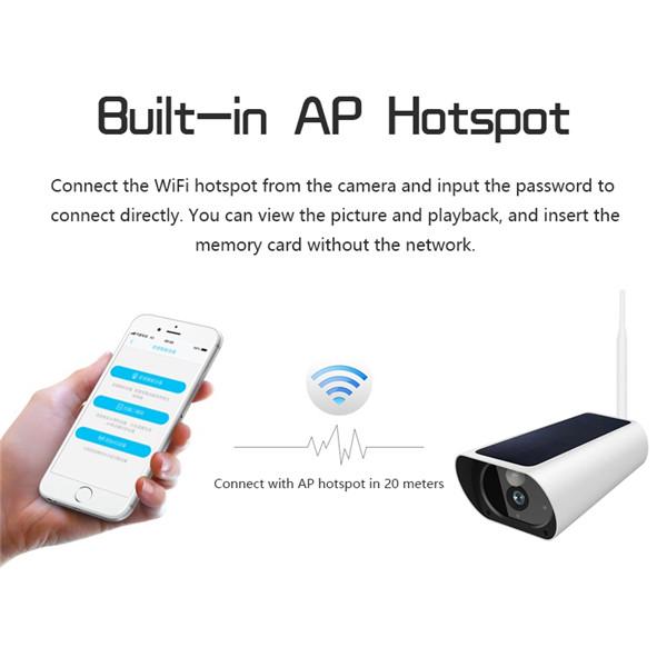 Solar WiFi IP Camera 1080P HD Outdoor Charging Battery Wireless Security  Camera PIR Motion Detection Bullet Surveillance CCTV