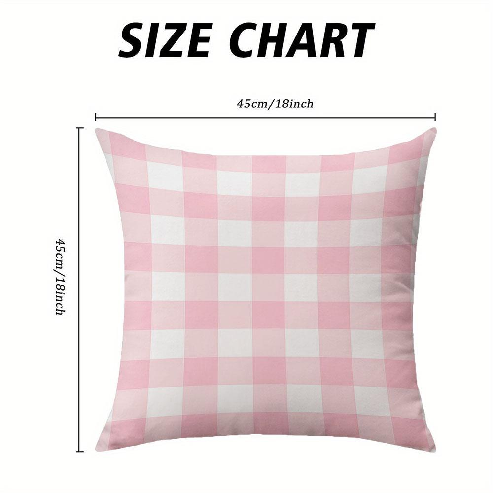Pink & White Gingham Square Jacquard Pillow Cover for Sofa Office Waist Cushion Cover Home Decorative Pillowcase