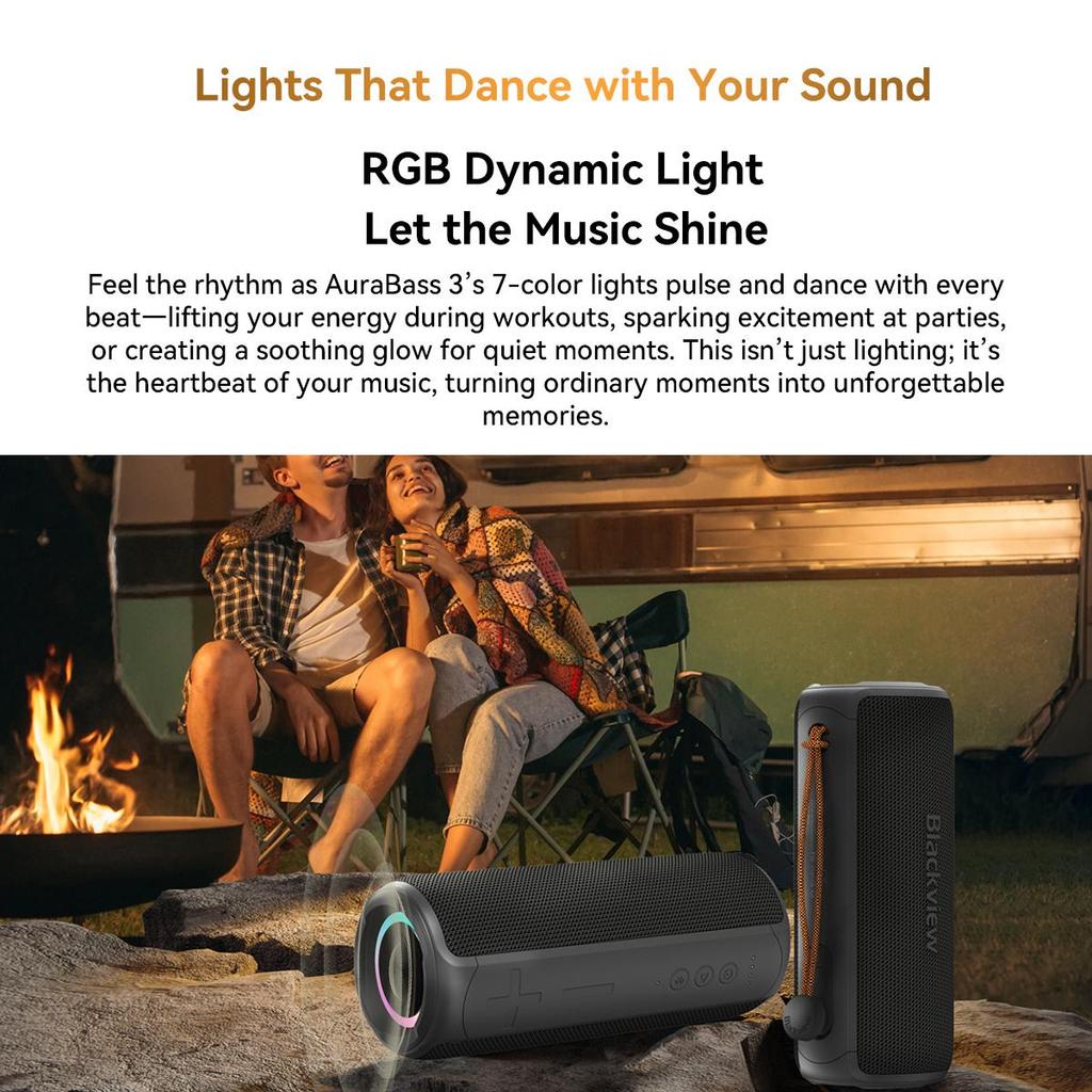 Blackview Aruabass 3 Bluetooth Speaker IPX7 Waterproof Wireless Stereo Bass Portable Bluetooth Speaker BT 5.3 3600  mAh