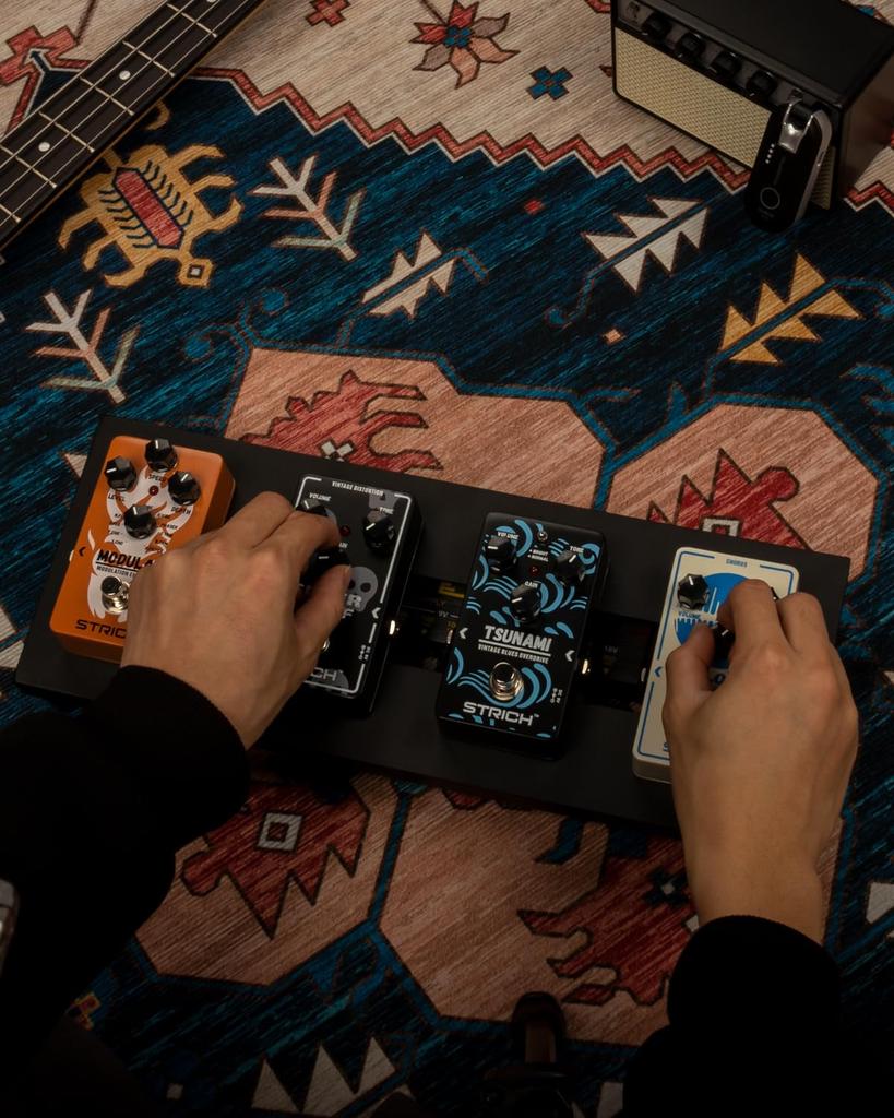 STRICH Mini 15 Effects Aluminum Guitar Pedal with Carry Bag Board, Alloy, 0.38kg, Ultra-Lightweight Board, 38x14.5cm,