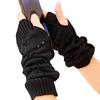 1Pair Fingerless Gloves Half-Finger Hollow Heart Soft Flexible Wool Warm Solid Color Knitted Cold-proof