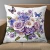 1 Pieces Purple Flowers Roses Butterflies Printed Pillowcase Polyester pillowcase, sofa decorative cushion cov Headboard Pillow