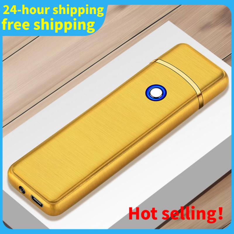 New Windproof Metal USB Lighter Lighter Jet Dual Plasma Arc Lighter Gas Electric Butane Chargeable Pipe Cigar Lig (No Gas)