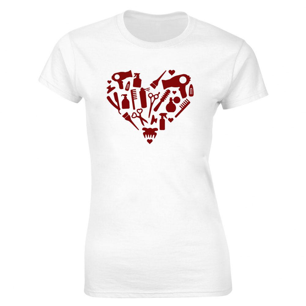 Hairdressing Hearbeat Barber Print Cotton Casual  Tshirt Women Funny T Shirt for Lady Streetwear Regular Top Tee