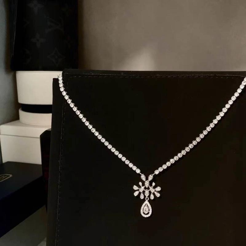 Korean Style Zirconia Flower & Pearl Bridal Necklace