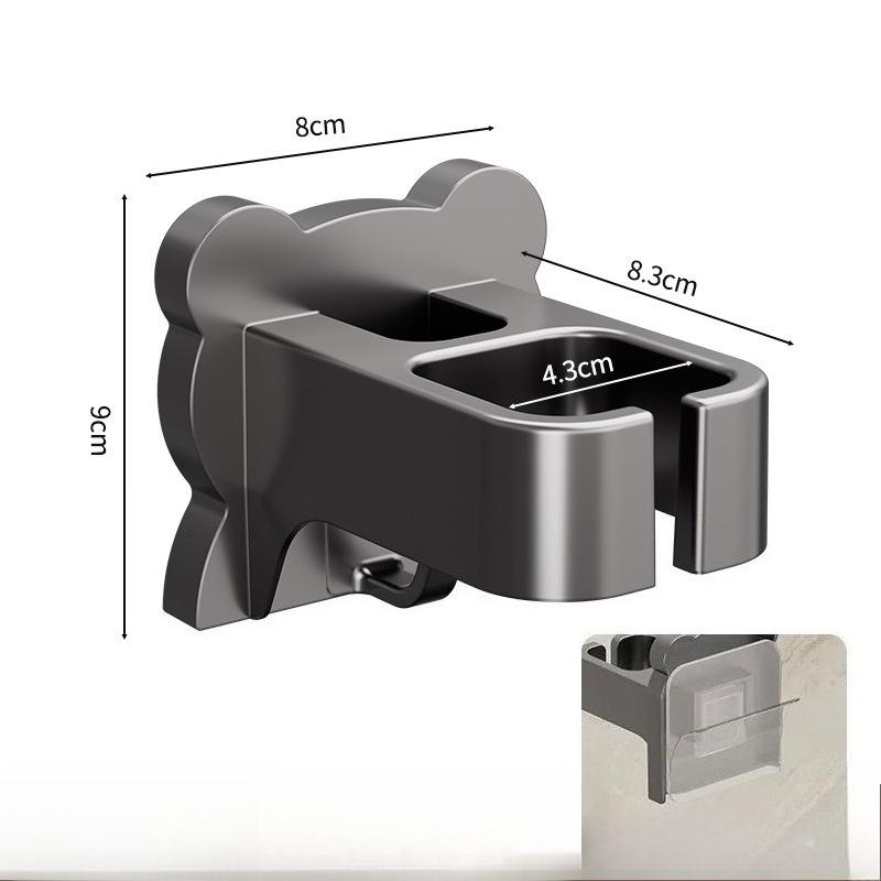 [Wall-Mounted | Space-Saving] Wall-Mounted Hair Dryer Holder | Space-Saving,Easy Installation | Sleek Black Design, Durable Plastic, Metallic Accents