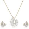 Estele Designer Gold Plated CZ Pendant Necklace Chain Earrings Set For Women
