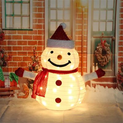 Vianočná výzdoba skladacie plátno Snehuliak Santa Claus zaťahovacie plátno Svietiace LED strunové svetlá Vnútorné Vonkajšie Oblečenie