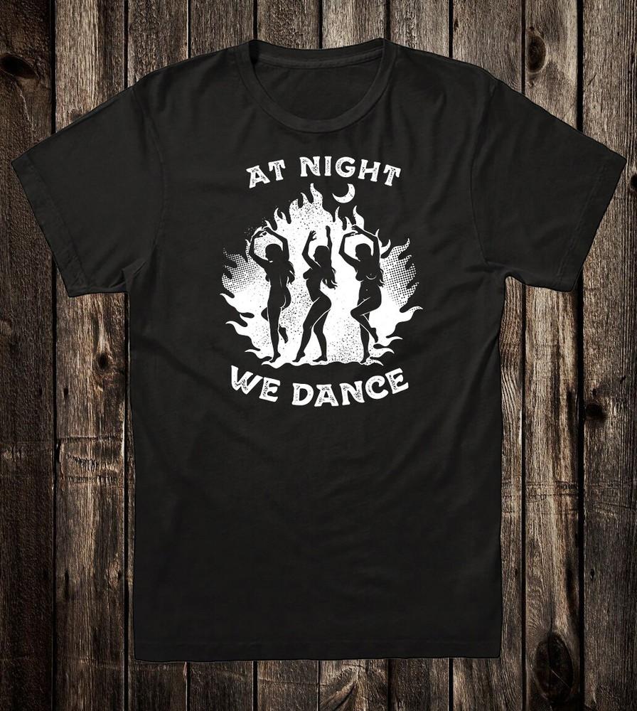 Ретро Хэллоуинская футболка 100% хлопок Готическая ведьма Ночью мы танцуем Унисекс футболка S